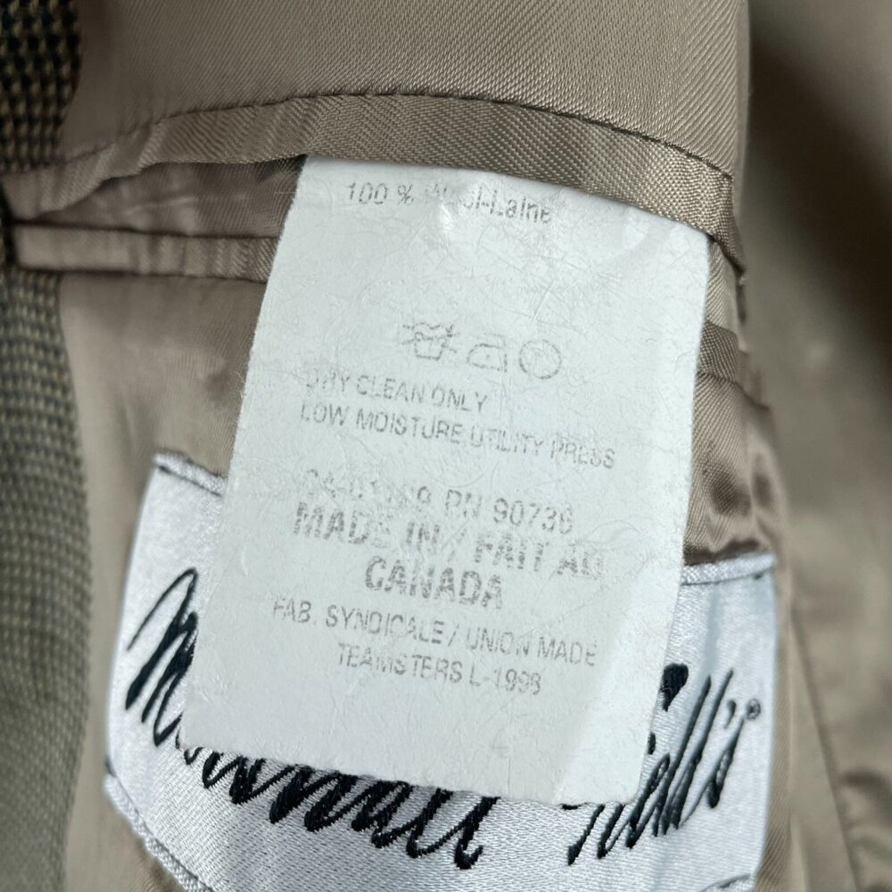 Marshall Fields Mens 46 Blazer Jacket L Wool & Silk Blend Beige Lined Two 5785 - Picture 5 of 12